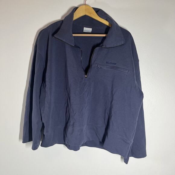 Columbia Sweatshirt Womens XXL 1/4 Zip Pullover Pocket Blue Outdoors - Picture 1 of 15